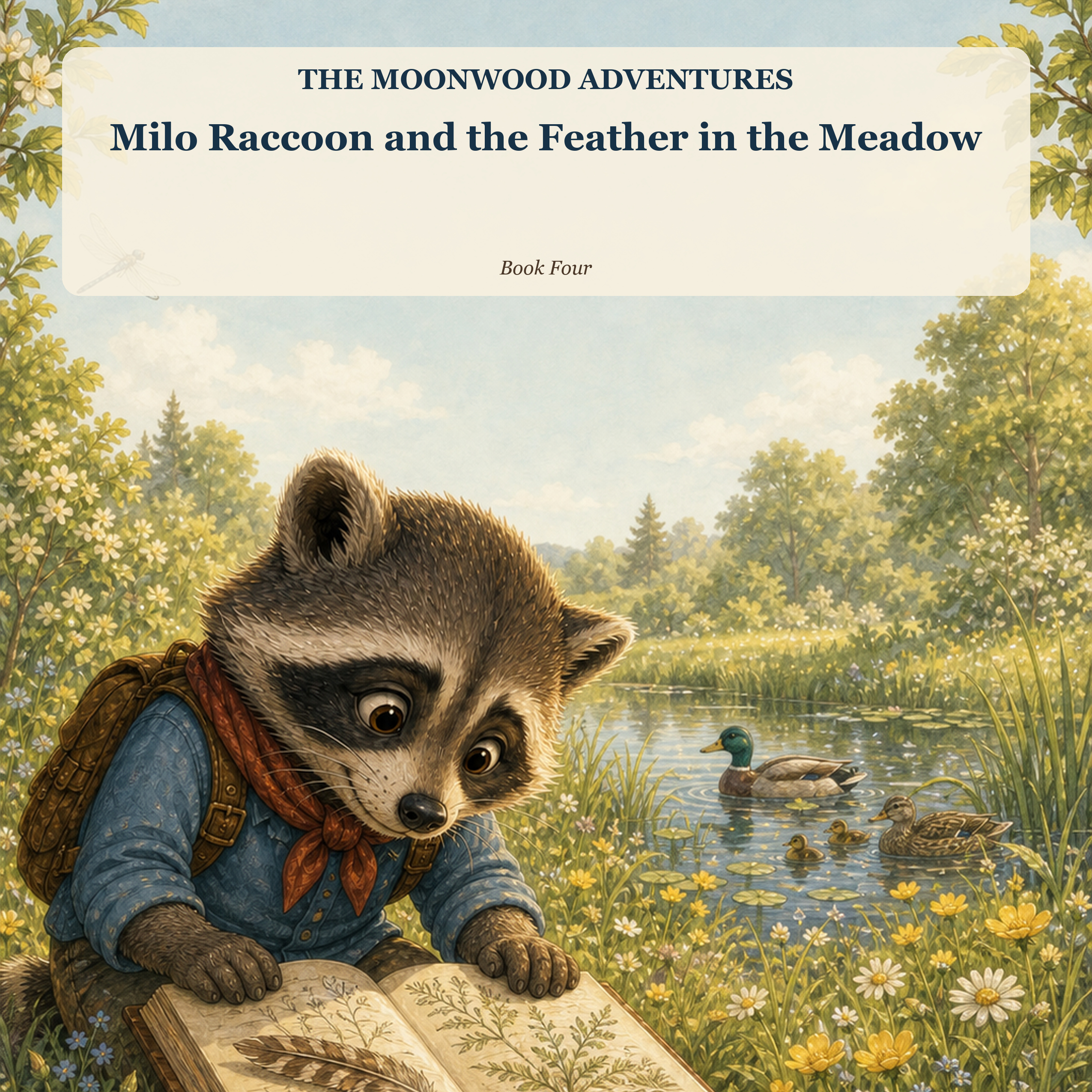 Milo Raccoon and the Feather in the Meadow