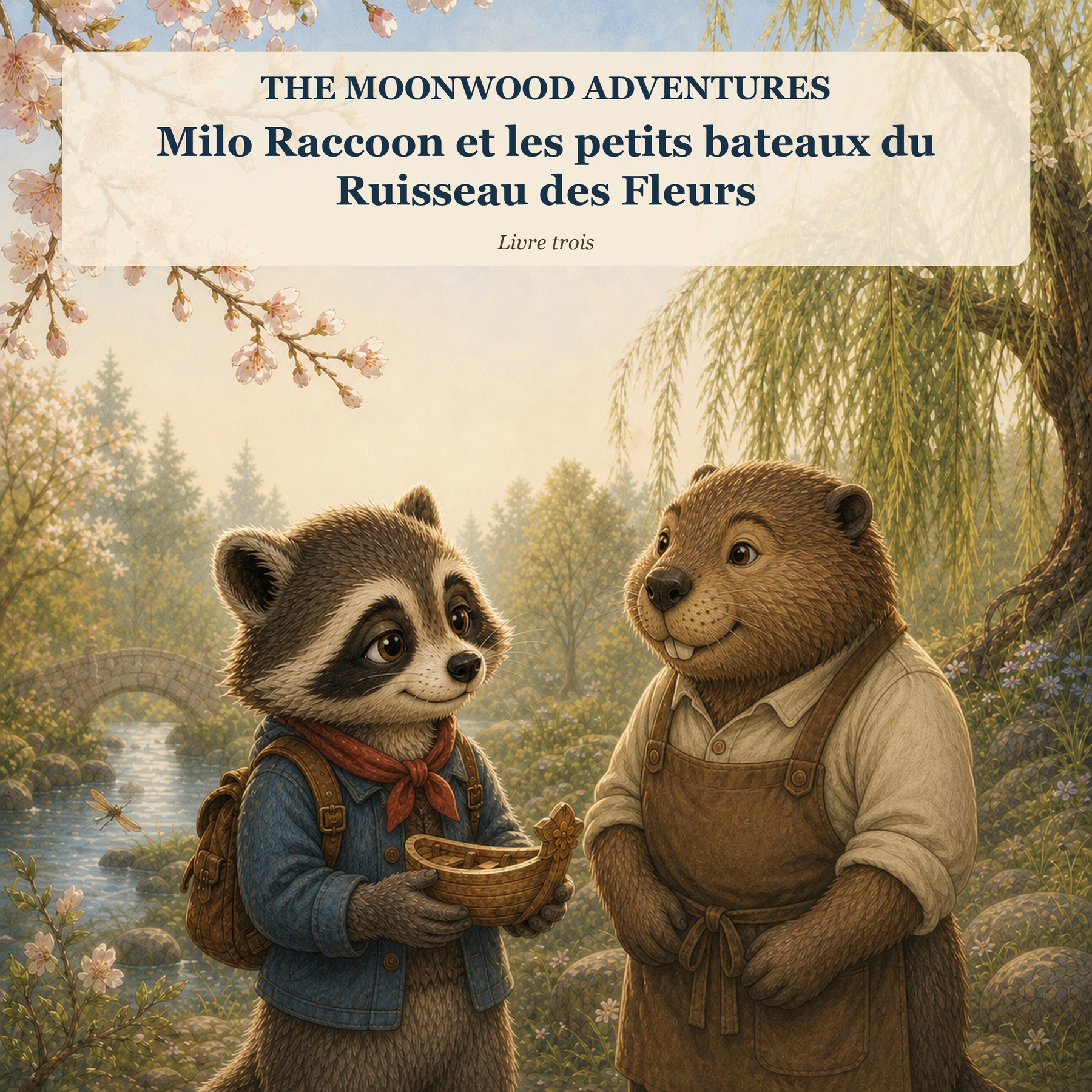 Milo Raccoon et les petits bateaux du Ruisseau des Fleurs